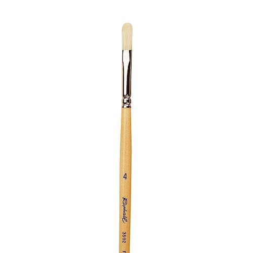 Raphael D'Artigny 3592 Interlocked White Bristle Brush, Filbert, 4 - size: 4