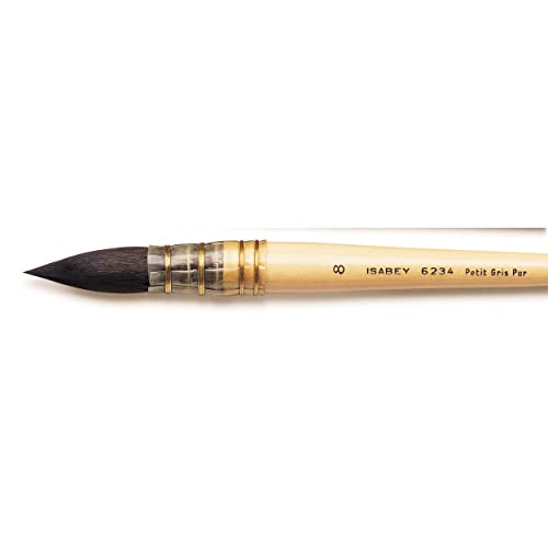 Isabey Squirrel Watercolor Brush, Siberian Blue Squirell Quill Mop - color: Siberian Blue Squirell Quill Mop, size: Size 8