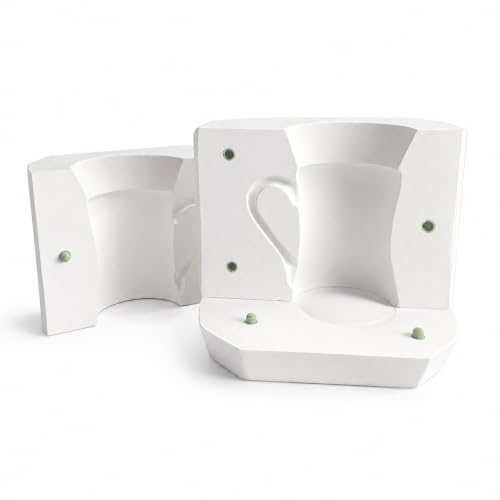 Dilay Plaster Mold for Slip Casting Mug, 3-Piece Pottery Mold for Ceramic and Porcelain Clay, 15.2 oz Large Coffee Cup