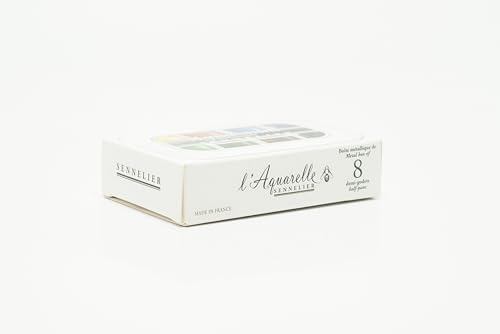 SENNELIER L'Aquarelle French Watercolor Paint, Aqua Mini Set of 8 Half Pans