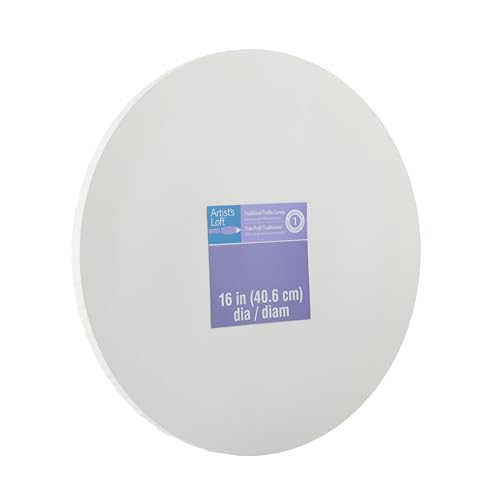 Artist's Loft 16" x 16" White Level 1 Round Traditional Profile Canvas - Archival Quality and Acid Free Cotton Canvas for Acrylic and Oil Paints - 1 Pack - size: 16 x 16