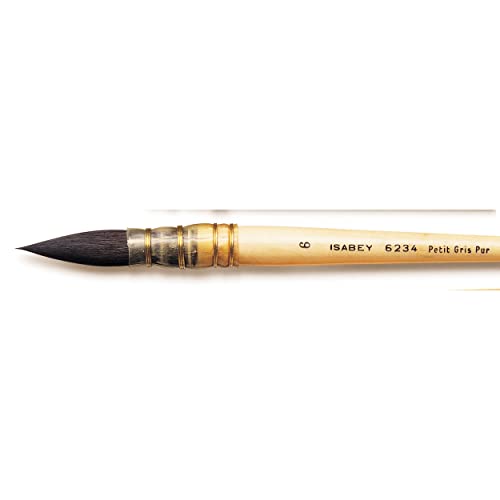 Isabey Squirrel Watercolor Brush, Siberian Blue Squirell Quill Mop - color: Siberian Blue Squirell Quill Mop, size: Size 6
