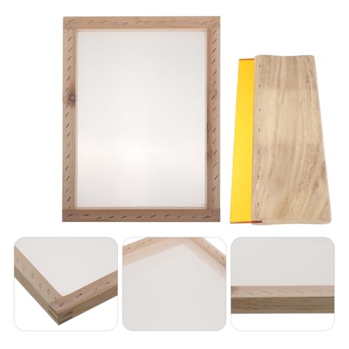 Abaodam Wooden Screen Printing Squeegee Set Rubber Blade and Silk Screen Frame Flat Ink Scraper Crafts and DIY Art Projects