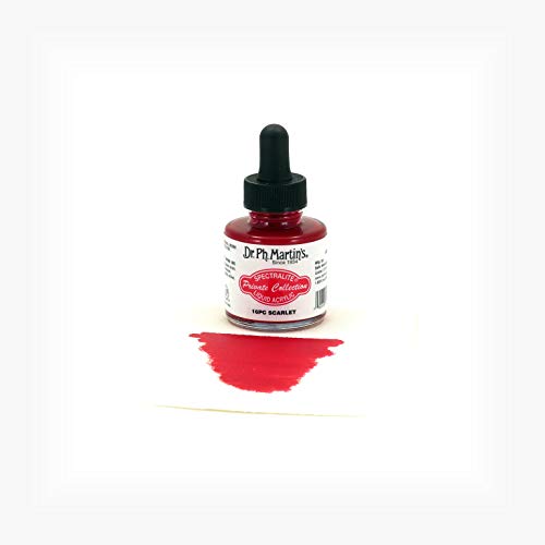 Dr. Ph. Martin's Spectralite Private Collection Liquid Acrylics (16PC) Arcylic Paint Bottle, 1.0 oz, Scarlet, 1 Bottle