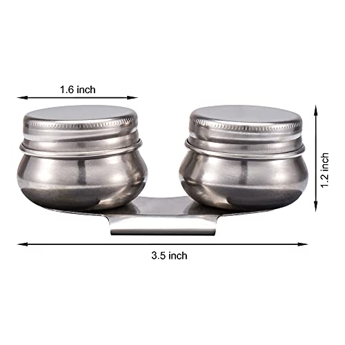 MyLifeUNIT Large Mouth Double Dipper Palette Cup | 304 Stainless Steel, Wide Mouth, Dual Sealed Lids, Leak-Resistant Silicone Gasket, Wide Metal Clip, Clamps onto Palette Edge