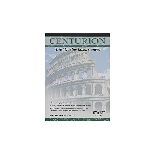 Centurion Acrylic Primed White Linen Canvas Sheet Pad, 9" x 12" 11oz Weight, Tape-Bound for Acrylics, Alkyds, Water-Mixable Oils - size: 9" x 12"