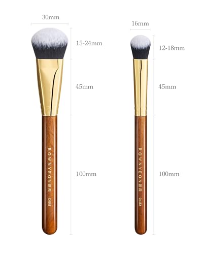 Desert Oak Series Cream Cheek Duo Brush Set - CM 182 Precision Highlighter & CM 183 Angled Blush Brush for Cream/Liquid Products, Bubinga Handle & Brass Ferrule - color: CM-0182+CM-0183, size: 2 Piece