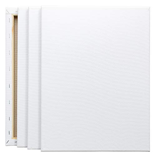 FIXSMITH Stretched White Blank Canvas - 12 x 16 Inch, Bulk Pack of 8, Primed, 100% Cotton, 5/8 Inch Profile of Super Value Pack for Acrylics,Oils & Other Painting Media. - size: 12"x16"