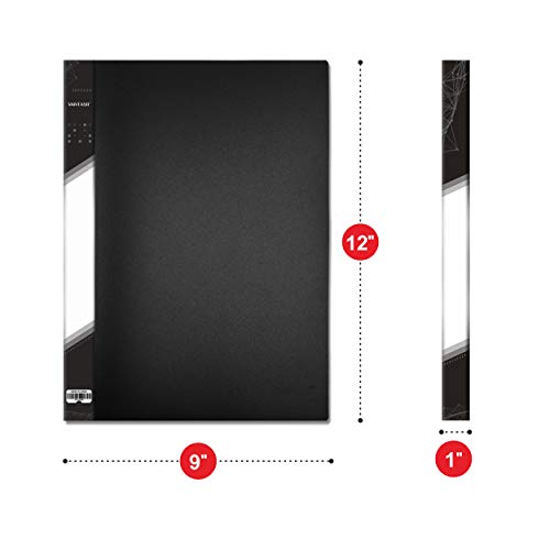 Presentation Book 40 Clear Pockets Sleeves Protectors Art Portfolio Clear Book for Artwork, Report Sheet, Letter (8.5x11.5inch - size: 8.5x11.5inch (Black)