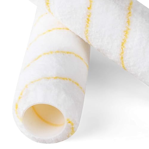 Great Andrew 5-Pack Paint Roller Covers 9 Inch, 1/2" Nap Microfiber Paint Roller Kit for Painting Projects on Smooth Textured Rough Surfaces, Walls, Ceilings, Houses, etc - size: 5pcs, 9", Microfiber