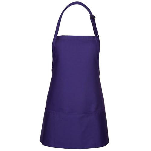 FAME® 3 Pocket Adjustable Unisex Bib Apron - F10 - Restaurants, Home, Hobbyist, Chef, Paint Party, Gardener, Grocery Store - color: Purple, size: One Size