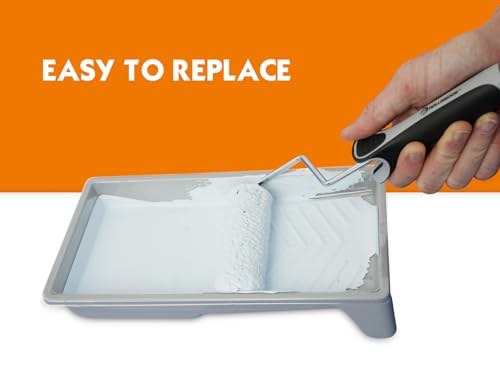 ROLLINGDOG 4 Inch Paint Roller - 4" Microfiber Jumbo Mini Paint Roller 3/8” Nap,Paint Tray with Disposable Liners - color: Microfiber Roller With Tray