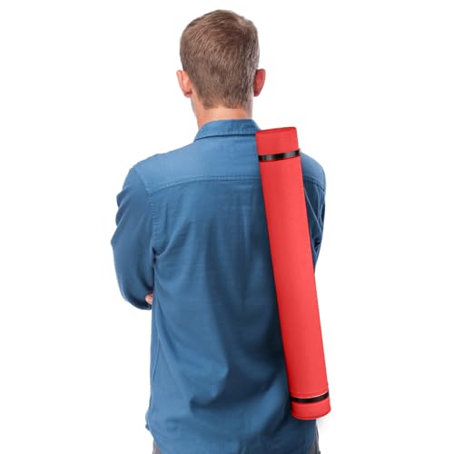 JJRING Red Poster Tube, 25" to 40" Extendable Poster Storage Holder Tube with Carrying Strap, Poster Carrying Case for Blueprints, Scrolls, Maps and Architect Papers - color: Red