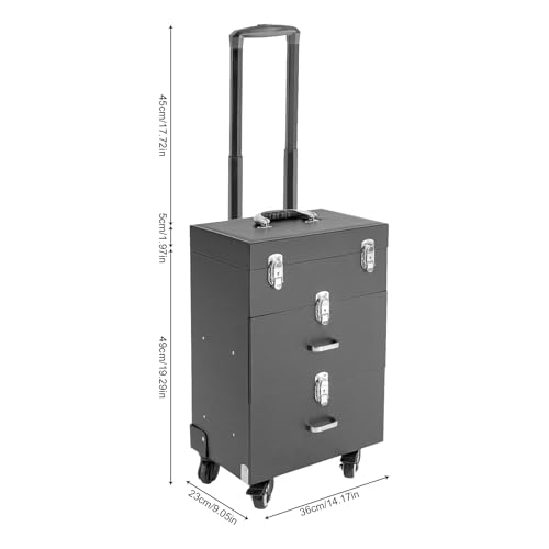 44.09lbs Lockable Makeup Train Case,Rolling Hairdressing Trolley,Beauty Salon Cosmetic Luggage with Universal Wheels for Hair Stylist,Make-up Artists (Black 6) - color: Black 6