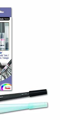 Pentel Arts Color Water Brush Box Set, Black/Gray/Sepia/Aquash (GFLFRHBP) - style: Box Gift Set