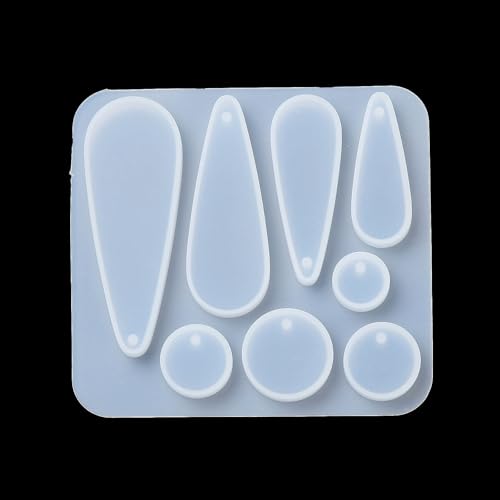 1PC Teardrop & Flat Round Pendant Silicone Molds Resin Epoxy Casting Molds for Earring Necklace Keychain Charms Pendants Jewelry Making DIY Gem Cabochon Craft Supplies White 69.5x75x6mm - color: White-12