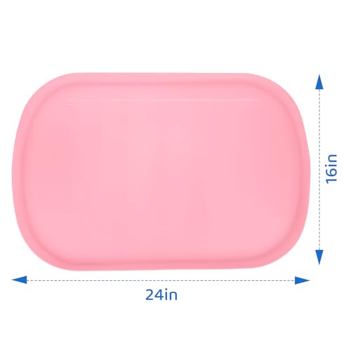 Silicone Art Mats for Kids 24” x 16”, Silicone Craft Mats with Raised Edges, Paint Mats for DIY, Paint, Crafts, Clay, Jewelry-Making (Pink) - color: Pink
