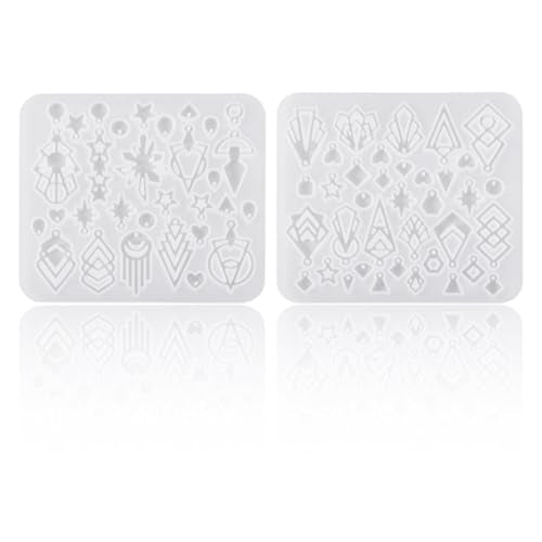 2Pcs Pendants Silicone Molds Resin Casting Molds Assorted Shape Geometry DIY Jewelry Making Charms Pendants Handmade Crafts Making Tool Valentine Anniversary Holiday Jewelry Gift Supplies