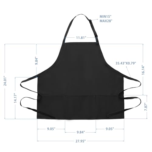 BOHARERS Kitchen Cooking Apron Unisex Adjustable chef apron with 3 pockets,2 Pack Black - color: A-02 Pack Black