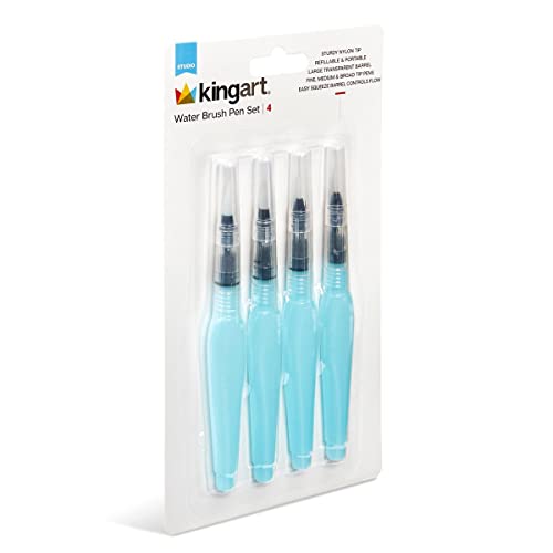 KINGART Studio Water Brush Pens, Assorted Tips, Set of 4