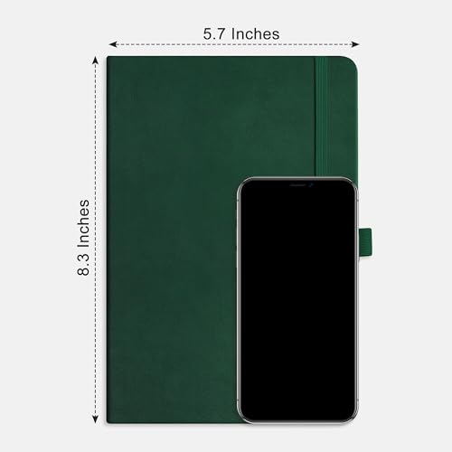 RETTACY Graph Grid Paper Notebook, 192 Pages, A5 Medium Size (5.7'' x 8.3''), 5 Squares per Inch, Leather Hardcover, 100 GSM Thick Paper, for School, Students, Math, Engineering (Dark Green) - color: Dark Green, style: Grid