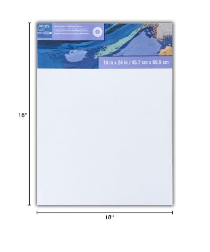 Artist's Loft 18" x 24" Level 1 Back Stapled Canvas - Archival Quality and Acid Free Cotton Canvas for Acrylic and Oil Paints - 1 Pack