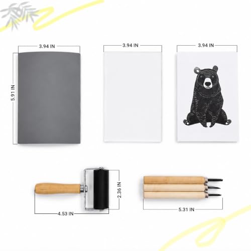 Lnncdsc Linocut Kit with Soft Linoleum Blocks and Carving Tools for Printmaking | Includes easy-carve linoleum blocks and multi-size carving cutters; complete printmaking supplies for beginners, artists