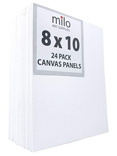 milo Canvas Panel Boards for Painting | 8x10 inches | 24 Pack of Flat Canvas Panels, Primed & Ready to Paint Art Supplies for Acrylic, Oil, Mixed Wet Media, & Pouring, Bulk Painting Party Pack - size: 8"x10" Pack of 24