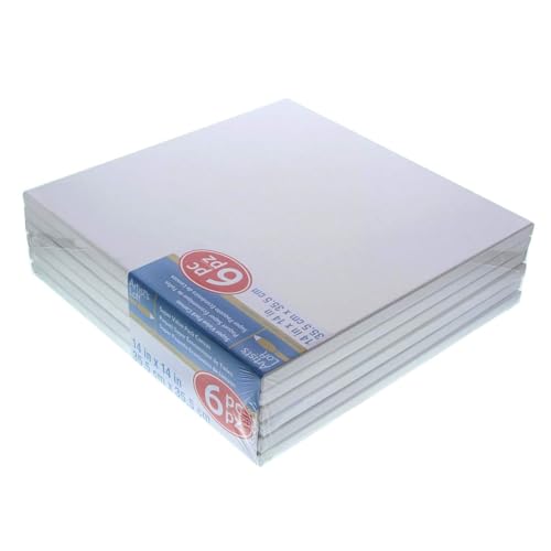 Artist's Loft 6 Count 14” x 14” Super Value Canvas Necessities - Acid Free Cotton Canvas for Paint, Acrylic, & Oils - 1 Pack - size: 14 x 14 inches