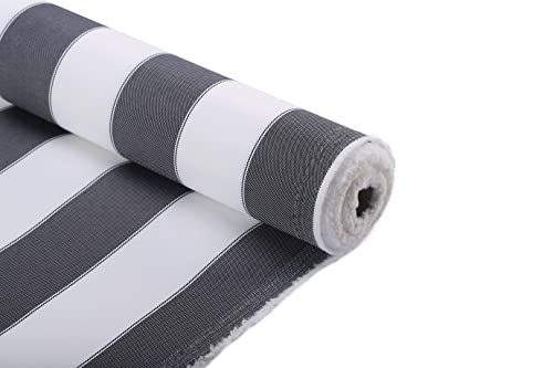Stripe Canvas Awning Fabric Waterproof Outdoor Fabric 60" Black/White (1 Yard) - color: Black-white