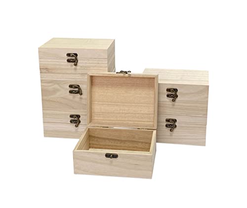 6 Pack Unfinished Wood Box Rectangle Crafts Wooden Box for Painting DIY Project (Outer: 5 x 6.7 x 3.1 in) - size: 5 x 6.7 x 3.1 Inch