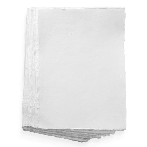 Wanderings A5 Handmade Deckled Edge Cotton Paper - Cold Pressed Texture - Paint, Watercolor, Writing, Printer - Cards, Invitations, Menus, Arts and Crafts. 50 Pack White 150 GSM - 5.8" x 8.3" - size: A5 (5.8"x8.3")