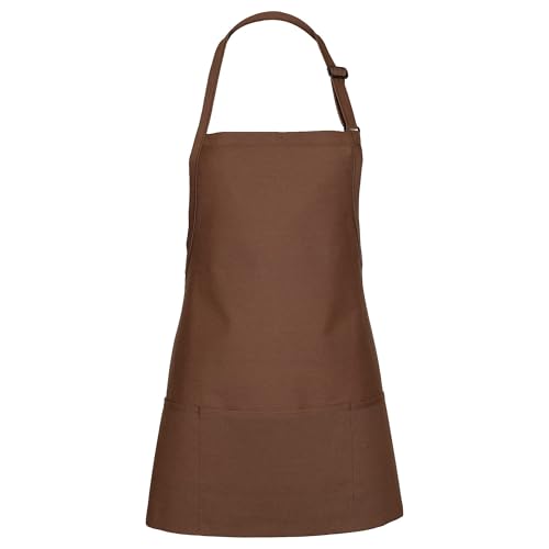 FAME® 3 Pocket Adjustable Unisex Bib Apron - F10 - Restaurants, Home, Hobbyist, Chef, Paint Party, Gardener, Grocery Store - color: Brown, size: O/S