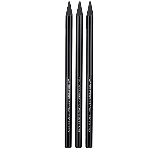 Pssopp 3Pcs Woodless Charcoals Pencils, Charcoal Drawing Bar Sticks Sketch Pencils Artist Art Drawing Sketching Painting Tools Stationery For Students Adults Artist and Beginner