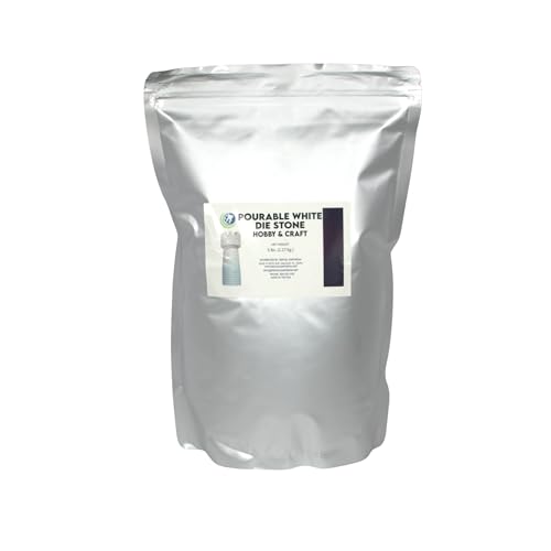 Casting Stone Powder - White Pourable Stone - Ideal for Molding, Sculpting, Pottery, Magnets, Fine Art, and Crafts - 5 lbs - Includes Scoop - No Vibration Needed - Bubble Free - Mix & Pour - Plaster