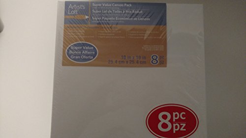 Artist's Loft 8 Count 10" x 10" Super Value Canvas Necessities - Acid Free Cotton Canvas for Paint, Acrylic, & Oils - 1 Pack - size: 10 x 10 inches