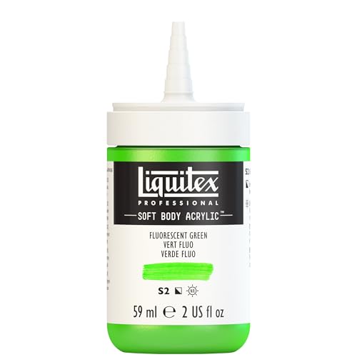 Liquitex Professional Soft Body Acrylic Paint, 59ml (2-oz) Bottle, Fluorescent Green - color: Fluorescent Green, style: 2-oz Bottle