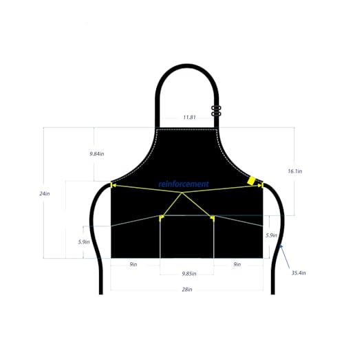 Aprons for Women with 3 Pockets, Cooking Apron with Waterproof Coating, Chef Apron Adjustable Neck Strap - color: Black