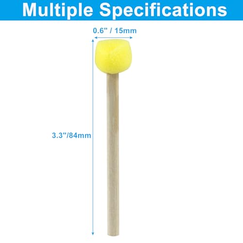 40 Pcs Round Sponge Brush Paint Set,15mm Foam Sponge Wood Handle Paint Brush Set for Painting Crafts, DIY Painting Tools(0.6 Inch) - style: 40 * 0.6Inch