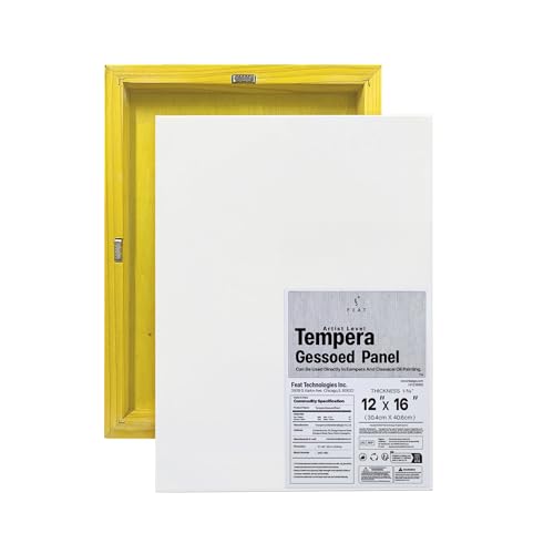 FEAT Wood Gesso Artist Painting Panel Primed Extra Smooth 1.57" Cradle for Tempera Painting (12" x 16") - size: 12" x 16"