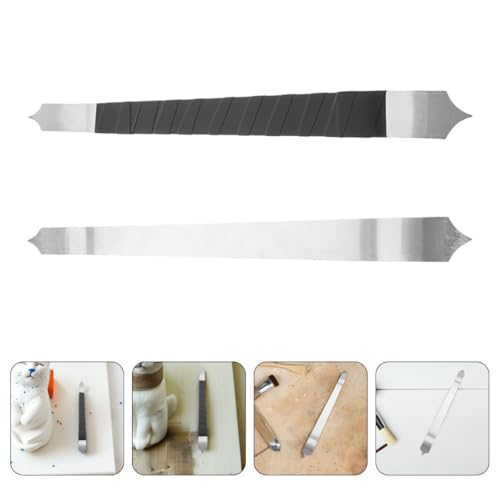 BESTYASH 2pcs Stainless Metal Clay Carving Tools with Scale Texture for Clay Sculpting and Ceramic Modeling, Clay Blade Set for Handmade Crafting