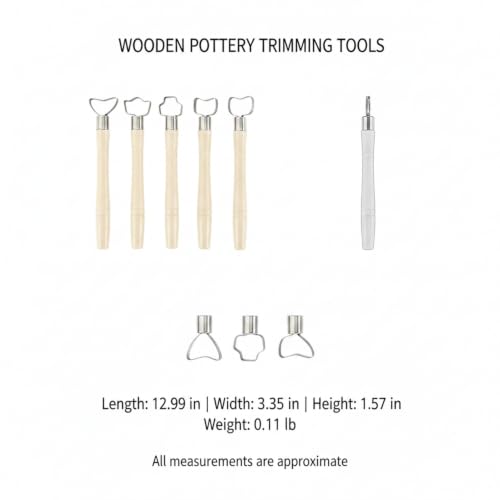 Wooden Pottery Trimming Tools, 5-Piece Sculpting Set for Clay Shaping and Detailing, Handheld Carving Kit for Wheel Throwing and Hand Building (Set of 5) - color: Beige