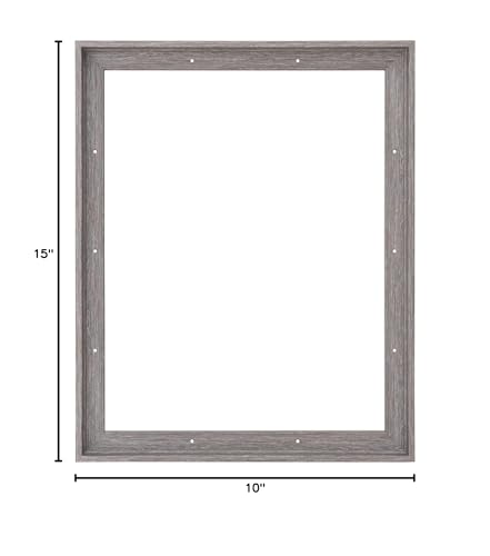 Combo Pack: Floater Frame + 10x15 inch Stretched Canvas for Painting, 1-3/8" Thick Frame + 3/4" Deep Blank Canvas with 12oz Primed 100% Cotton Canvas Fabric (Rustic Gray, 10 x 15 inch) - color: Rustic Gray, size: 10 x 15 inch