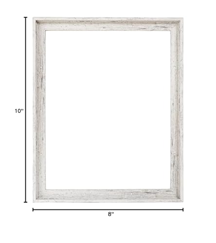 Combo Pack: Floater Frame + 8x10 inch Stretched Canvas for Painting, 1-3/8" Thick Frame + 3/4" Deep Blank Canvas with 12oz Primed 100% Cotton Canvas Fabric (Distressed White, 8 x 10 inch) - color: Distressed White, size: 8 x 10 inch