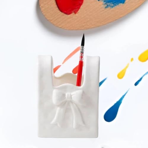 Ceramic Paint Brush Holder, Countertop Organizer,Ceramic T-shirt Bag Sharp Paint Brush Holder (White) - color: White