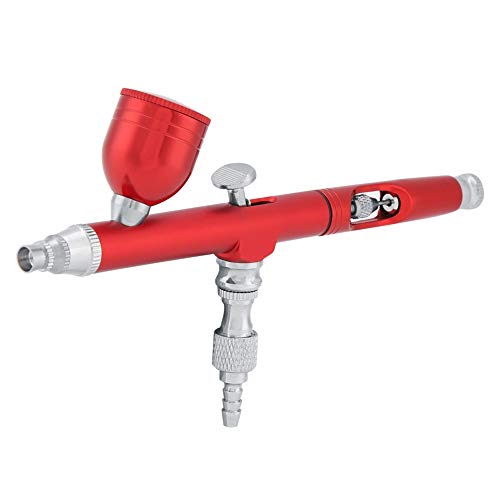 Yosooo Airbrush Kit, Multi-Purpose Gravity Feed Dual Action Paint Spray Gun Set 7CC Capacity 0.3MM Spray Kit Tools for Paint Art Tattoo Nail Design(Red) - color: Red