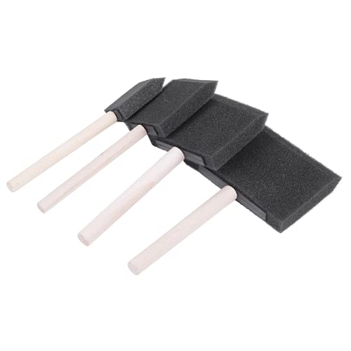 4Pcs Painting Sponge Brushes Foam Brush Set Painting Cleaning Tool Assorted Sized Brushes Drawing Cleaning Brush with Wooden Handle for Painting Dust Cleaning