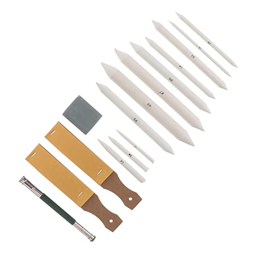 Ciieeo 46pcs Blending Stumps and Tortillions Art Set Sandpaper Pencil Sharpener Kneaded Eraser and Pencil Extension Tool for Student Sketch Drawing and Shading