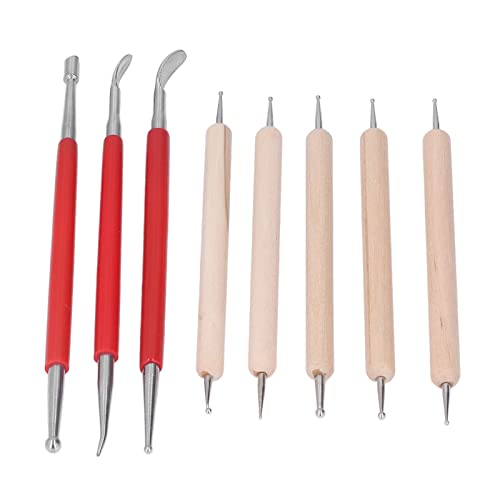 Double End Tracing Dotting Stylus, Small Portable Engraving Stylus Set with Stainless Steel Tips for Modeling Carving Smoothing Clay Ceramic Sculpture DIY Crafts