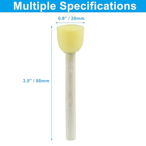 100 Pcs Round Sponge Brush Paint Set 20mm Foam Sponge Wood Handle Paint Brush Set for Painting Crafts, DIY Painting Tools(0.8 Inch) - style: 100 * 0.8Inch